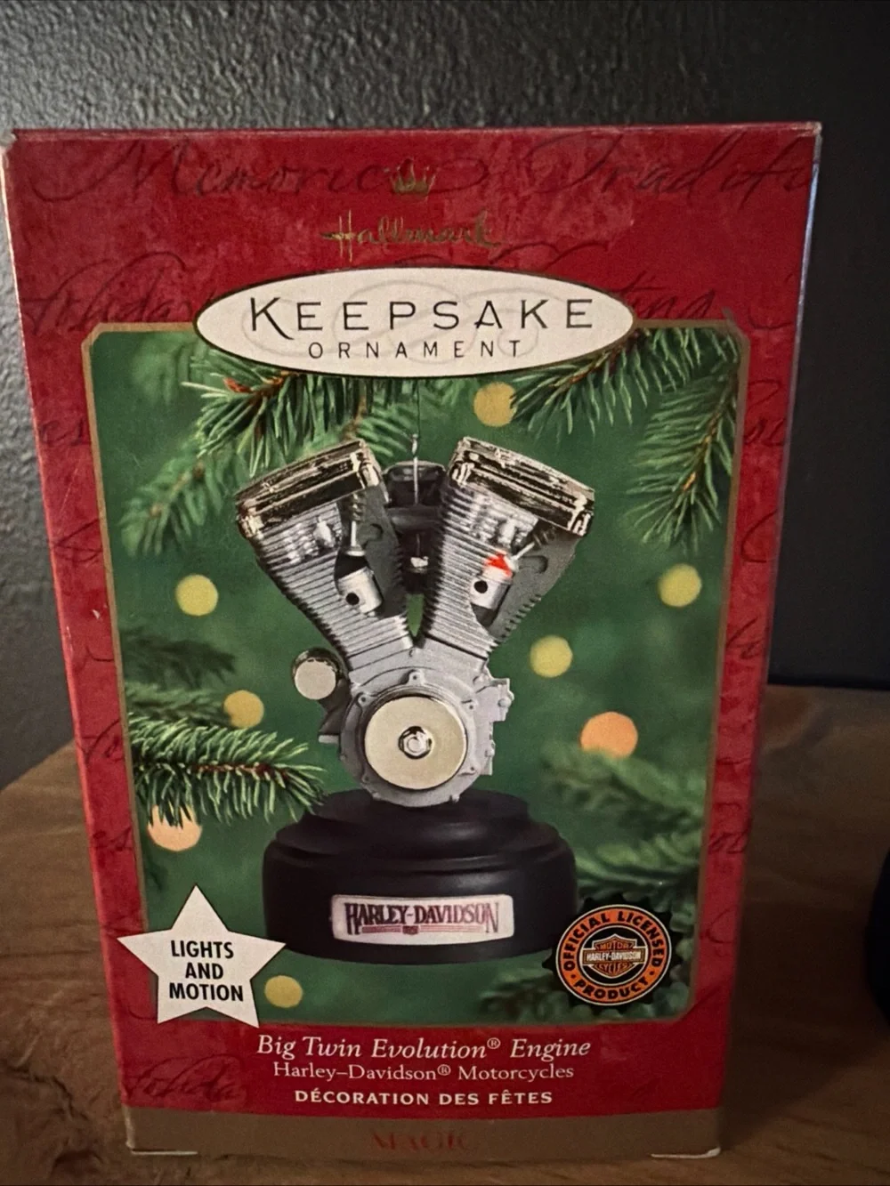 Vintage Hallmark Keepsake Harley Davidson Twin Evolution Engine Ornament Lights